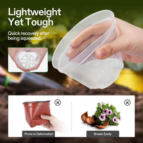 VIVOSUN clear nursery pot 6-inch close-up drainage holes, sturdy seedling housing.