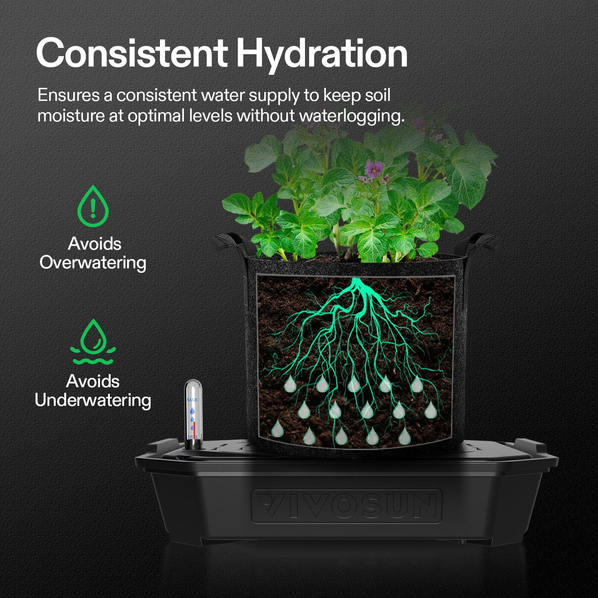 VIVOSUN water meter provides real-time level updates for easy planning