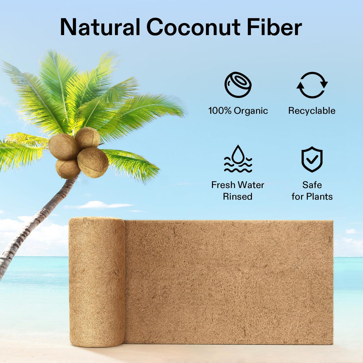 VIVOSUN coco liner closeup showing tight fibers for drainage and aeration