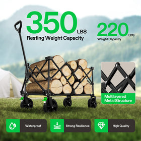 VIVOSUN collapsible wagon demonstrating 350 lb load capacity