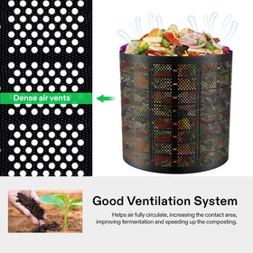 VIVOSUN compost bin ventilation holes promote air flow for faster composting.