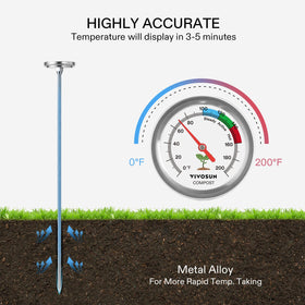 VIVOSUN thermometer displaying 0–200°F range for pile tracking.