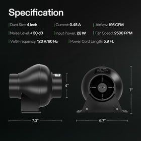 VIVOSUN D4 5.9-foot cord supports flexible installation.