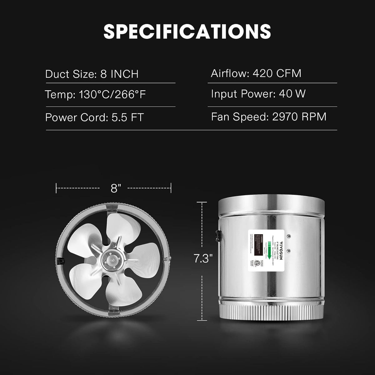VIVOSUN duct fan installed in basement for improved ventilation