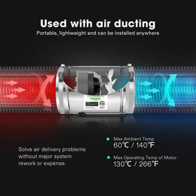 VIVOSUN duct fan quiet impeller delivering low-noise operation