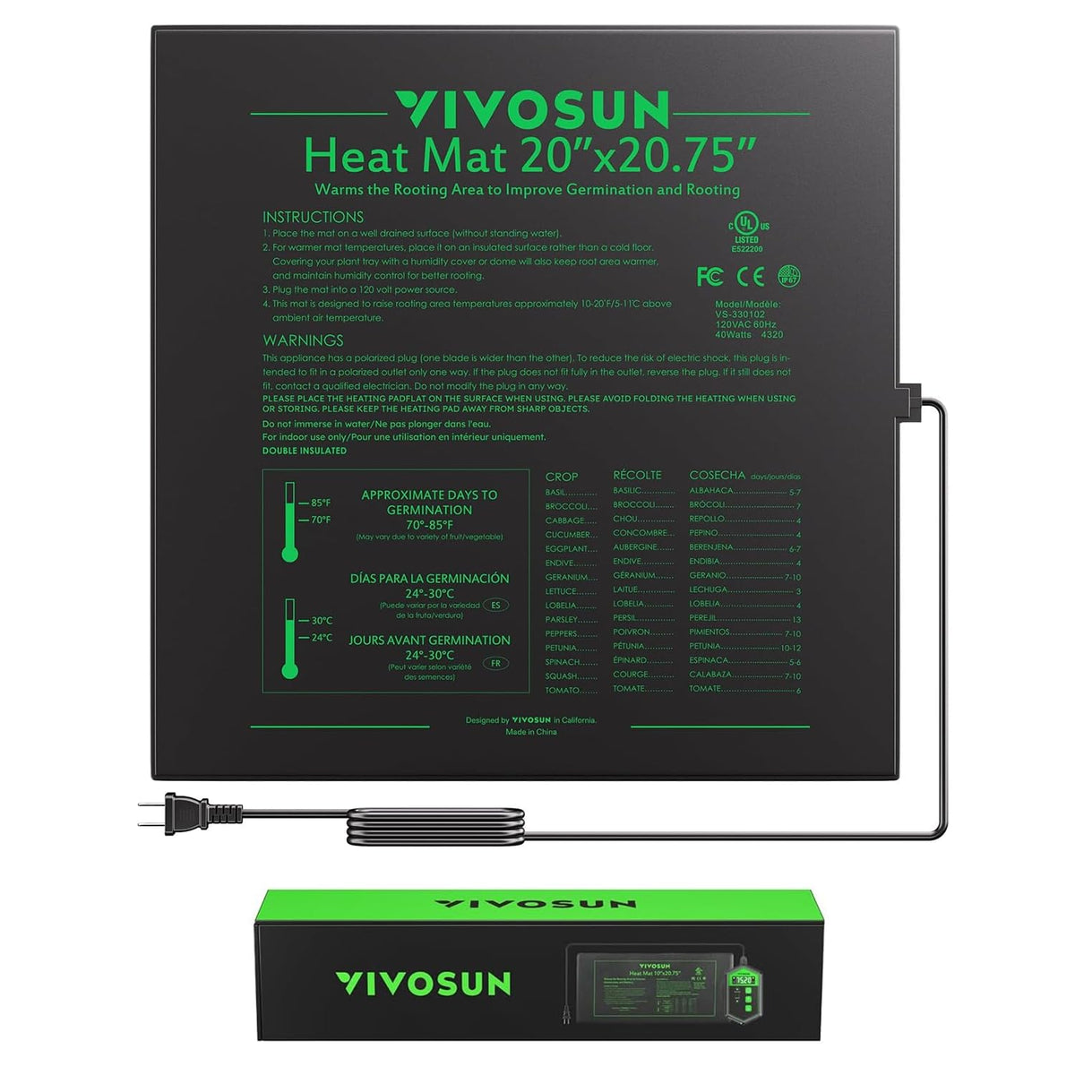 VIVOSUN seedling heat mat provides steady warmth for germination