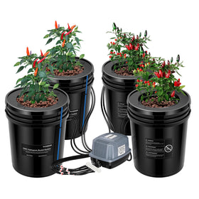 VIVOSUN DWC top drip kit buckets in a compact setup promoting nutrient circulation.