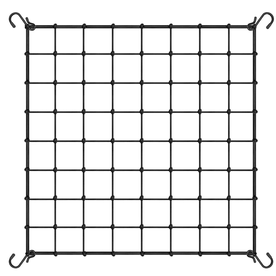 VIVOSUN elastic trellis netting 4x4 ft with hooks supports climbing plants.