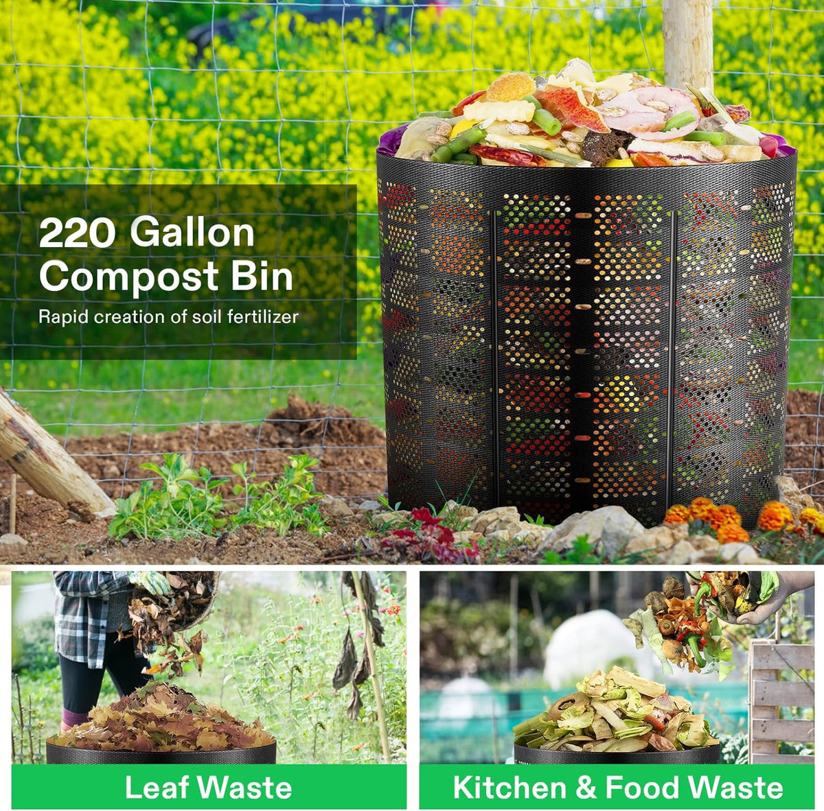 VIVOSUN expandable design allows size adjustment for different waste volumes.