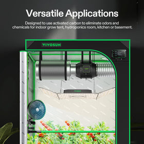 Filter in use inside a grow tent, helping reduce odors