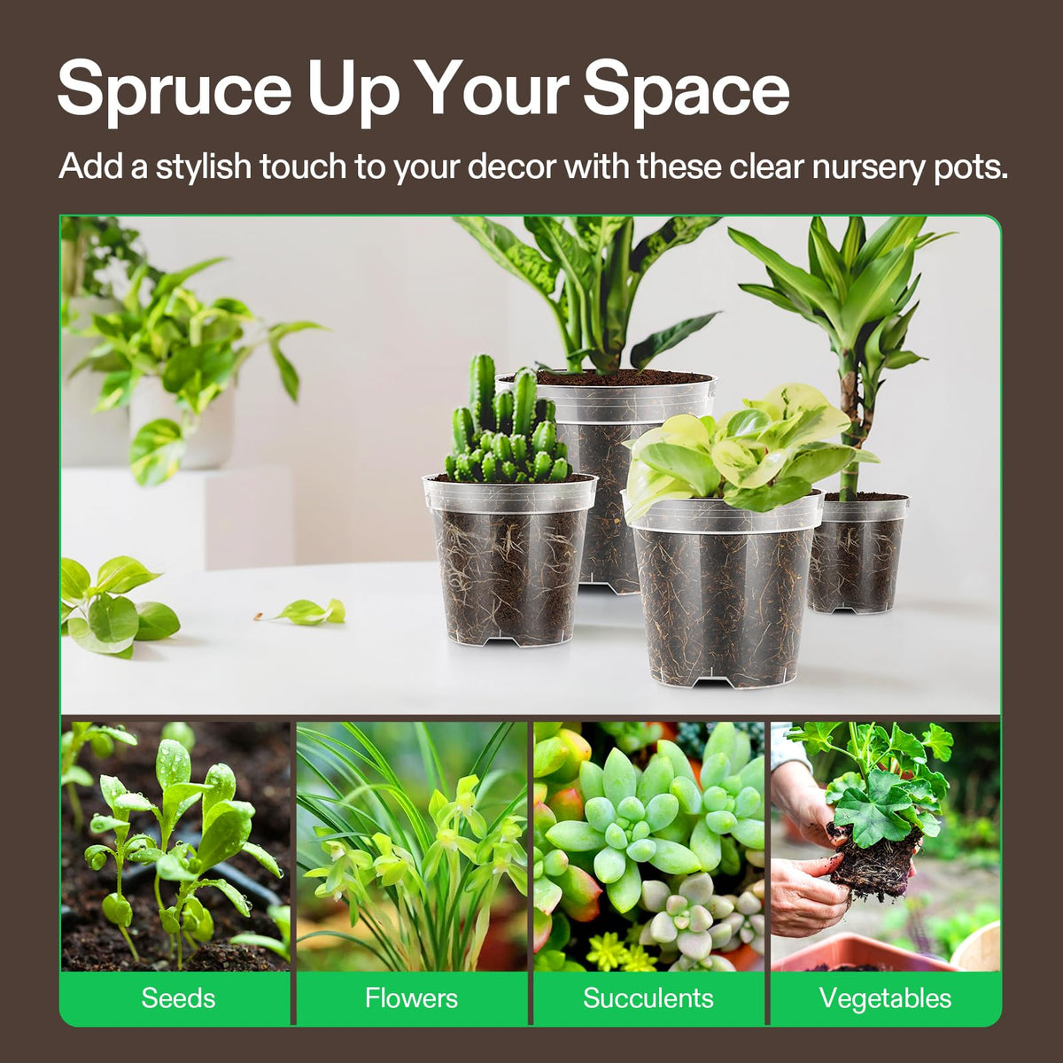 VIVOSUN garden setup with pots, showcasing versatile planting options.