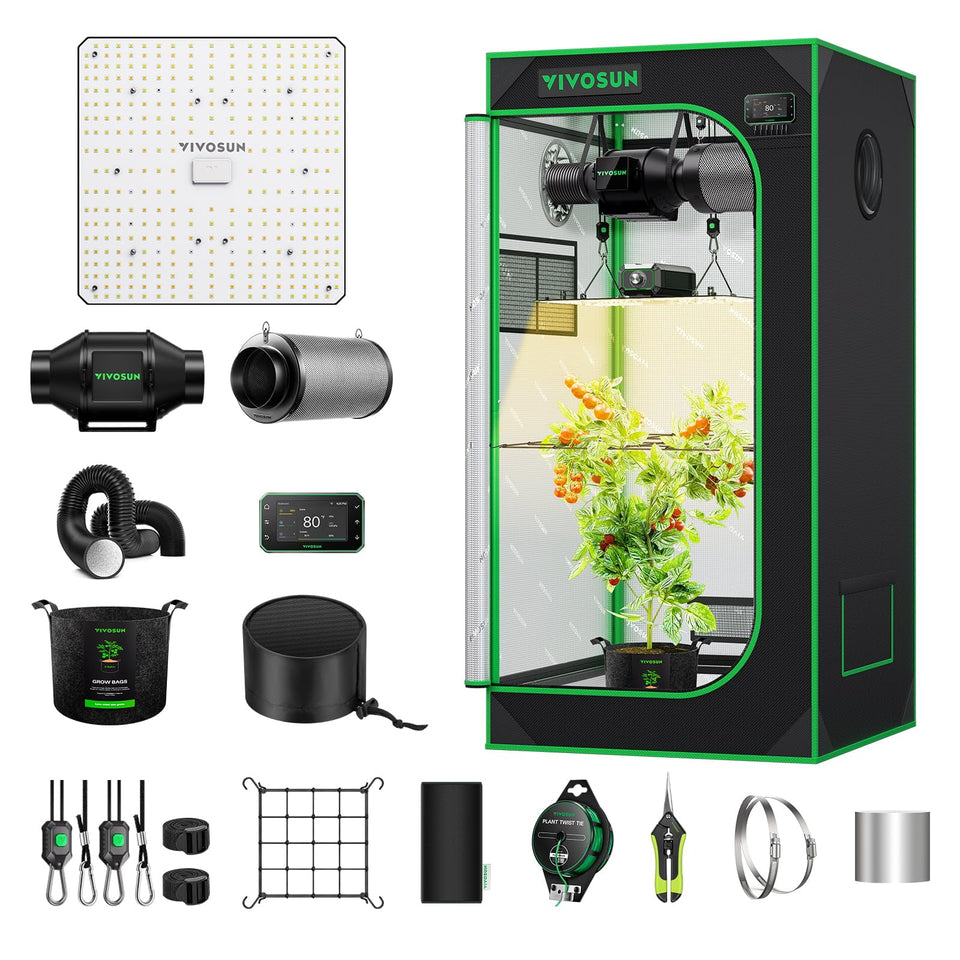 VIVOSUN GIY smart grow tent setup in a compact indoor space for easy cultivation