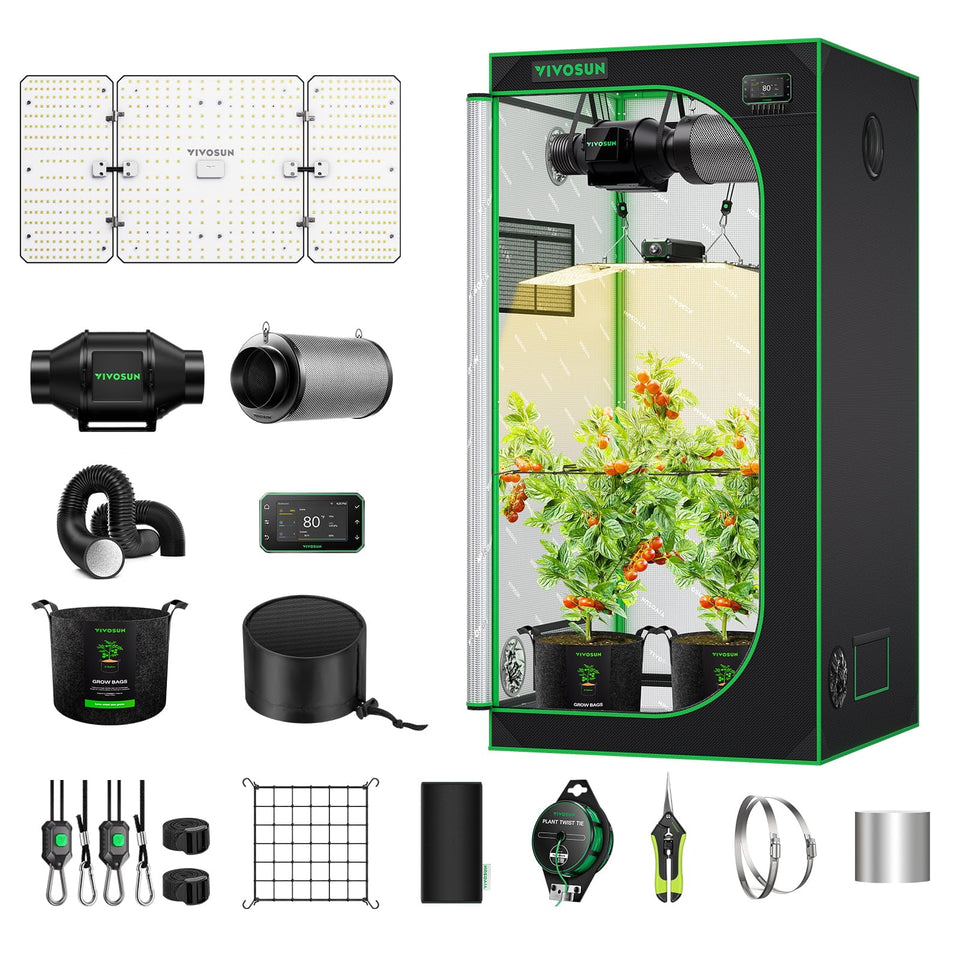 VIVOSUN GIY smart grow tent 3x3 setup enables compact indoor cultivation.