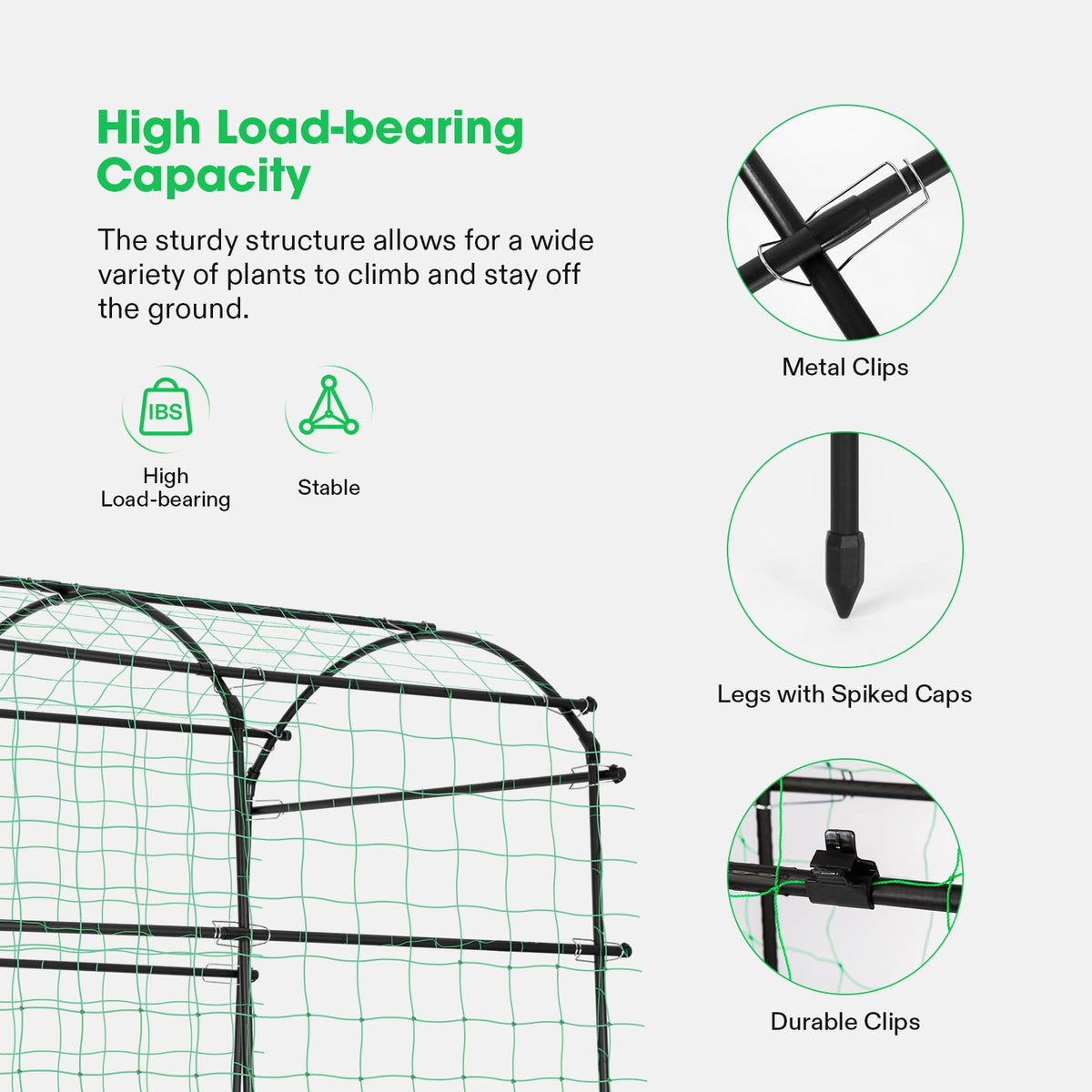 VIVOSUN ground spikes and rope kit stabilizing the trellis in wind