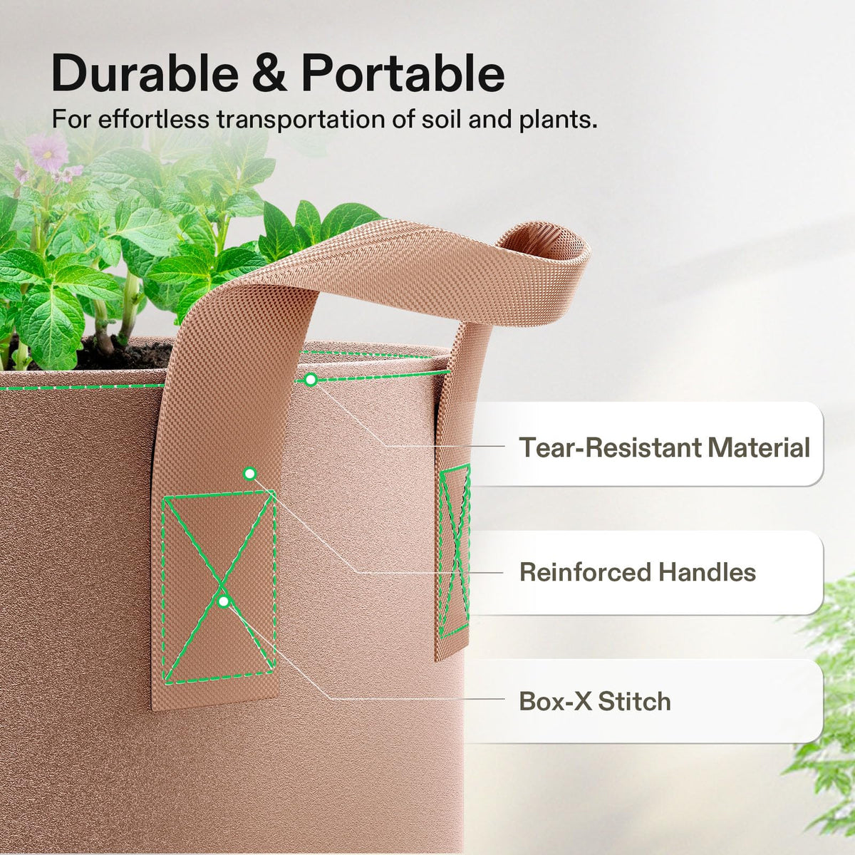 VIVOSUN multipurpose grow bag suitable for indoor or outdoor gardening.