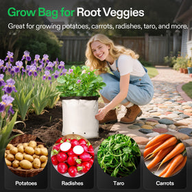 VIVOSUN grow bag shows stability notches to keep it upright when filled.