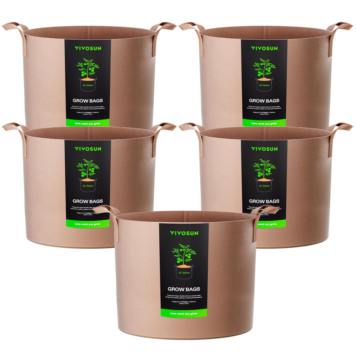 VIVOSUN 30-gallon grow bag with straps for easy transport.