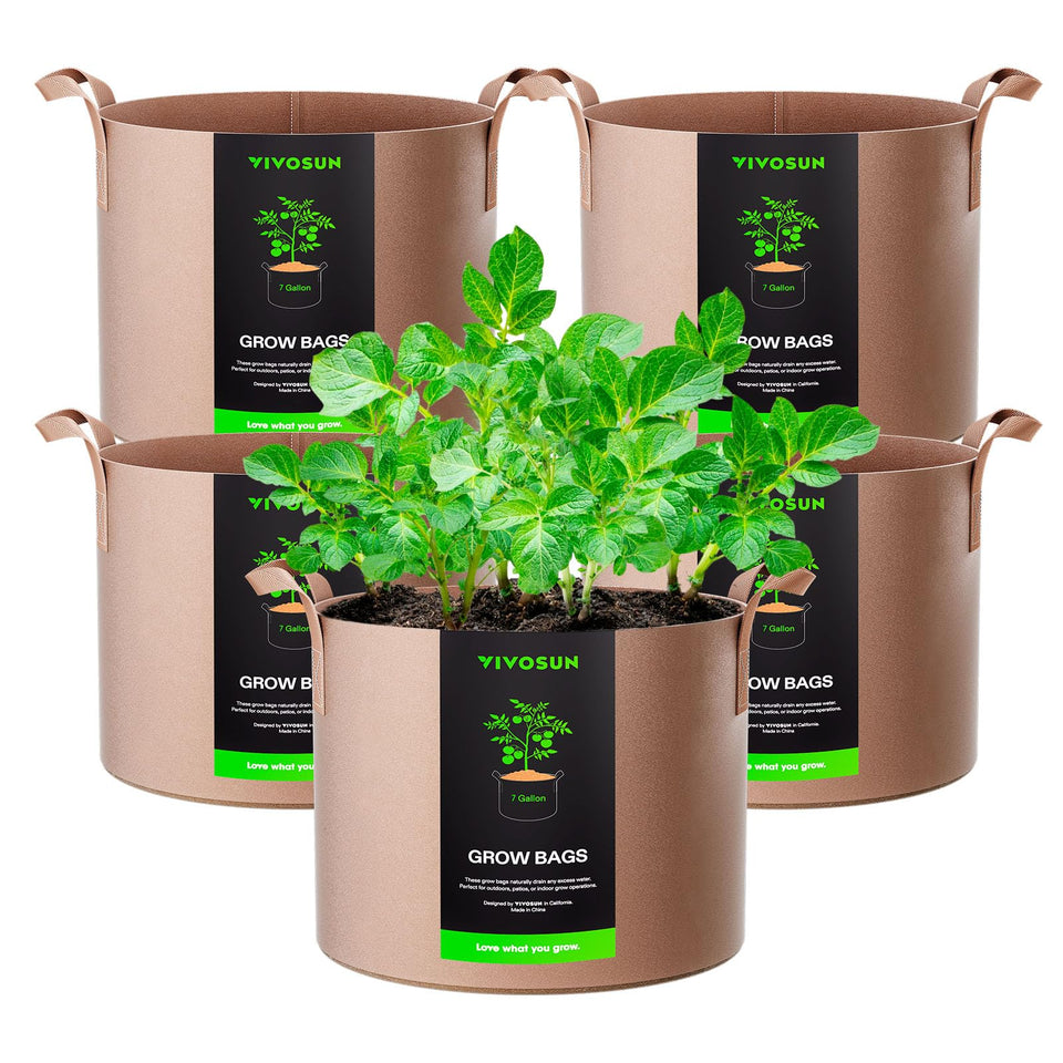 VIVOSUN 7-gallon grow bag with strap handles for easy plant transport.