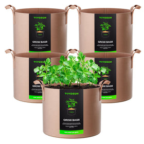 VIVOSUN grow bags with sturdy strap handles for easy lifting.
