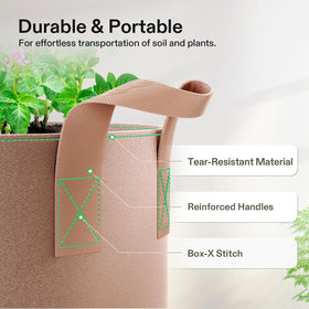 VIVOSUN tan-colored grow bags complement patios and greenhouses.