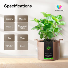 VIVOSUN grow bags with thickened nonwoven fabric for durable use.