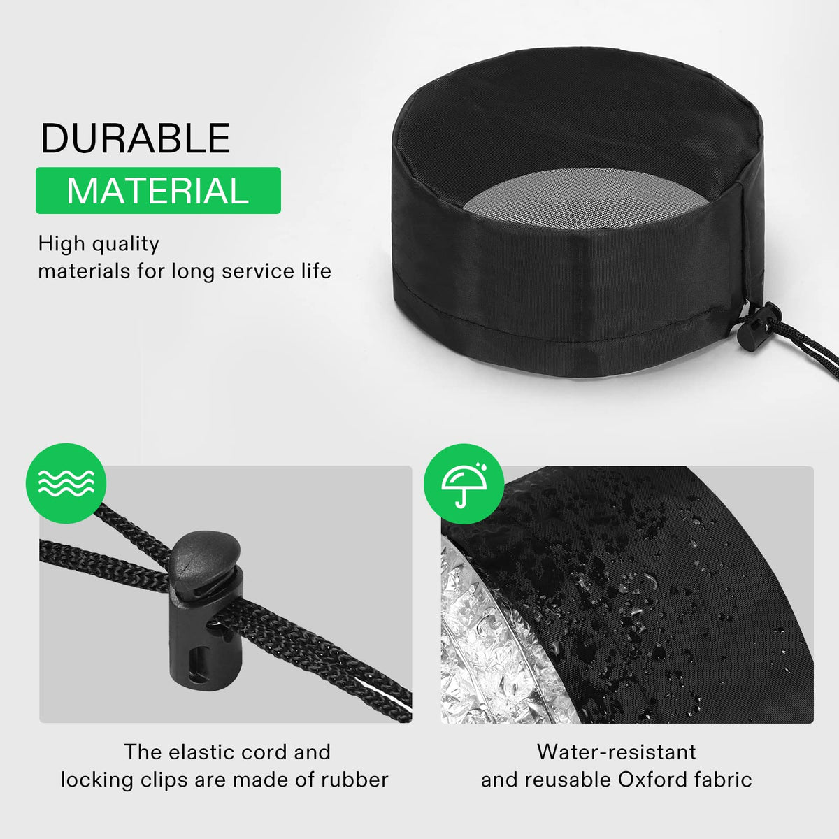 VIVOSUN vent cover 8in elastic-band close-up emphasizes reliable fastening.