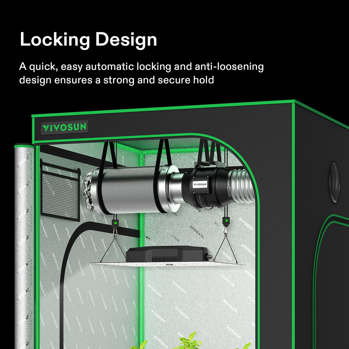 VIVOSUN heavy-duty rope hanger pair supports up to 150 lbs in grow room setups.