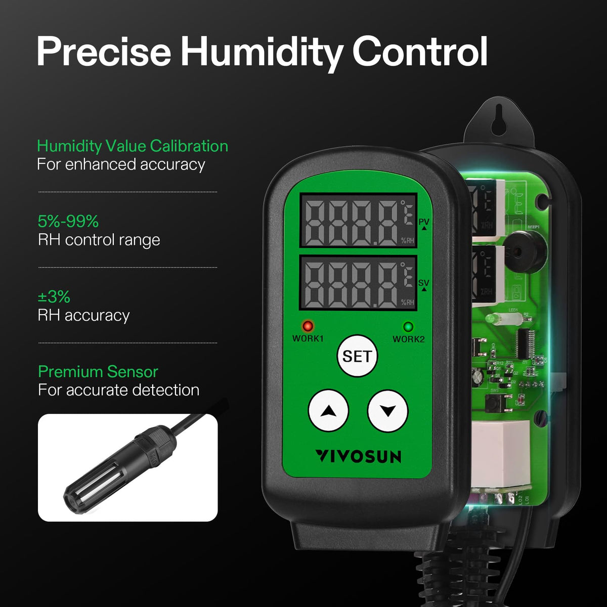 VIVOSUN precision sensor maintains accurate humidity for sensitive setups