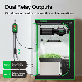 VIVOSUN humidity controller dual LED displays enable easy setpoint and measured humidity monitoring