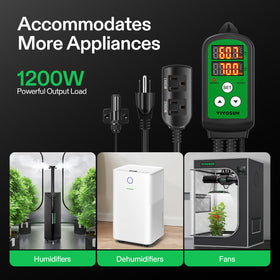 VIVOSUN humidity controller dual-relay design controls humidifier and dehumidifier in sync