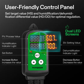 VIVOSUN humidity controller hanging tab and long cord simplify installation in grow tents