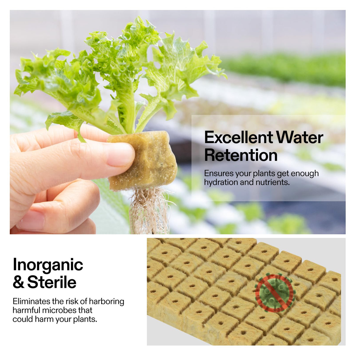 VIVOSUN rockwool used for hydroponic propagation and cloning