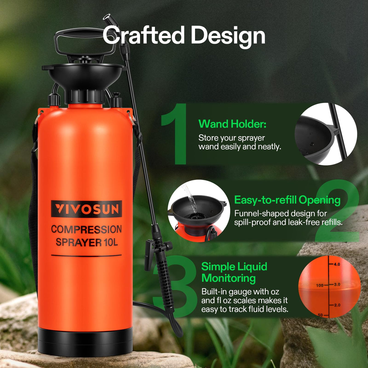 VIVOSUN jet and mist spray settings enable versatile application.