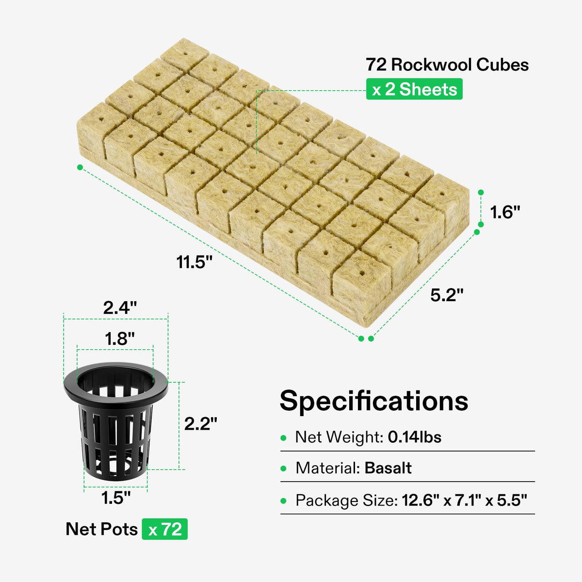 VIVOSUN rockwool kit assembly image showing an all-in-one growing solution.