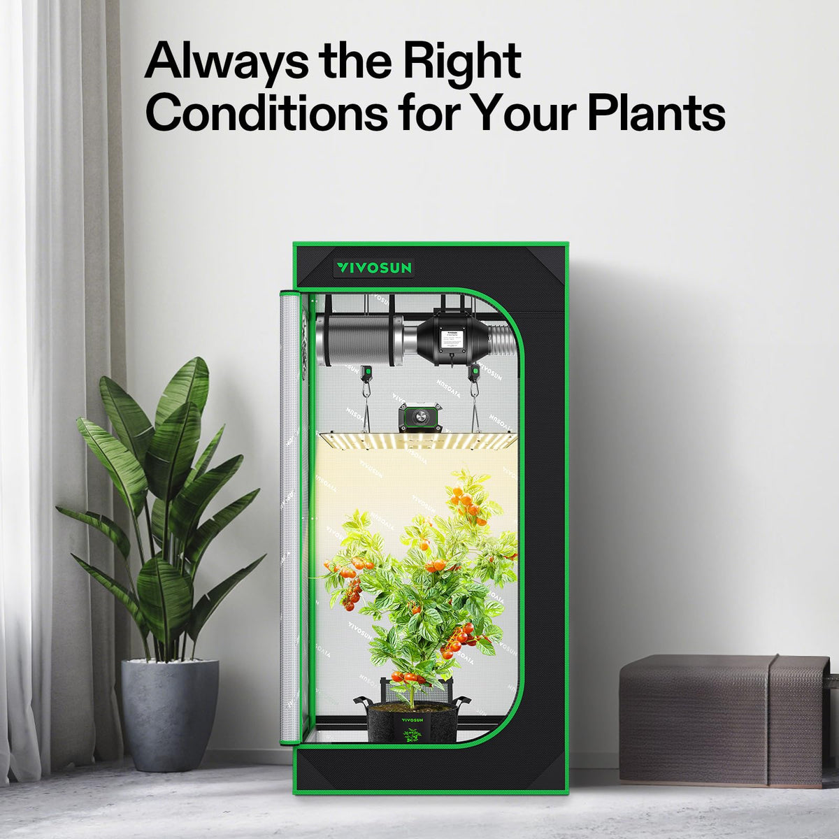 VIVOSUN LED full-spectrum light delivering balanced wavelengths for healthy growth