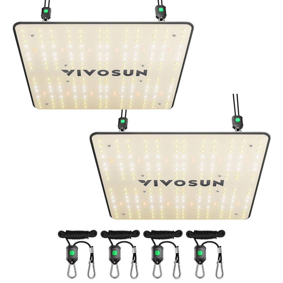 VIVOSUN LumaLight 100W LED grow light, front view, full-spectrum output for seedlings.