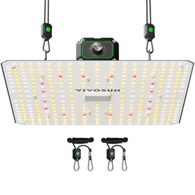 VIVOSUN LumaLight 100W full-spectrum LED over seedlings for healthy start.
