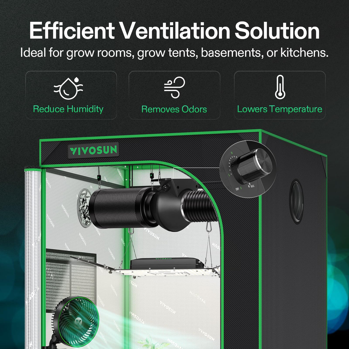 VIVOSUN M4 EC motor mechanism demonstrating energy-efficient control