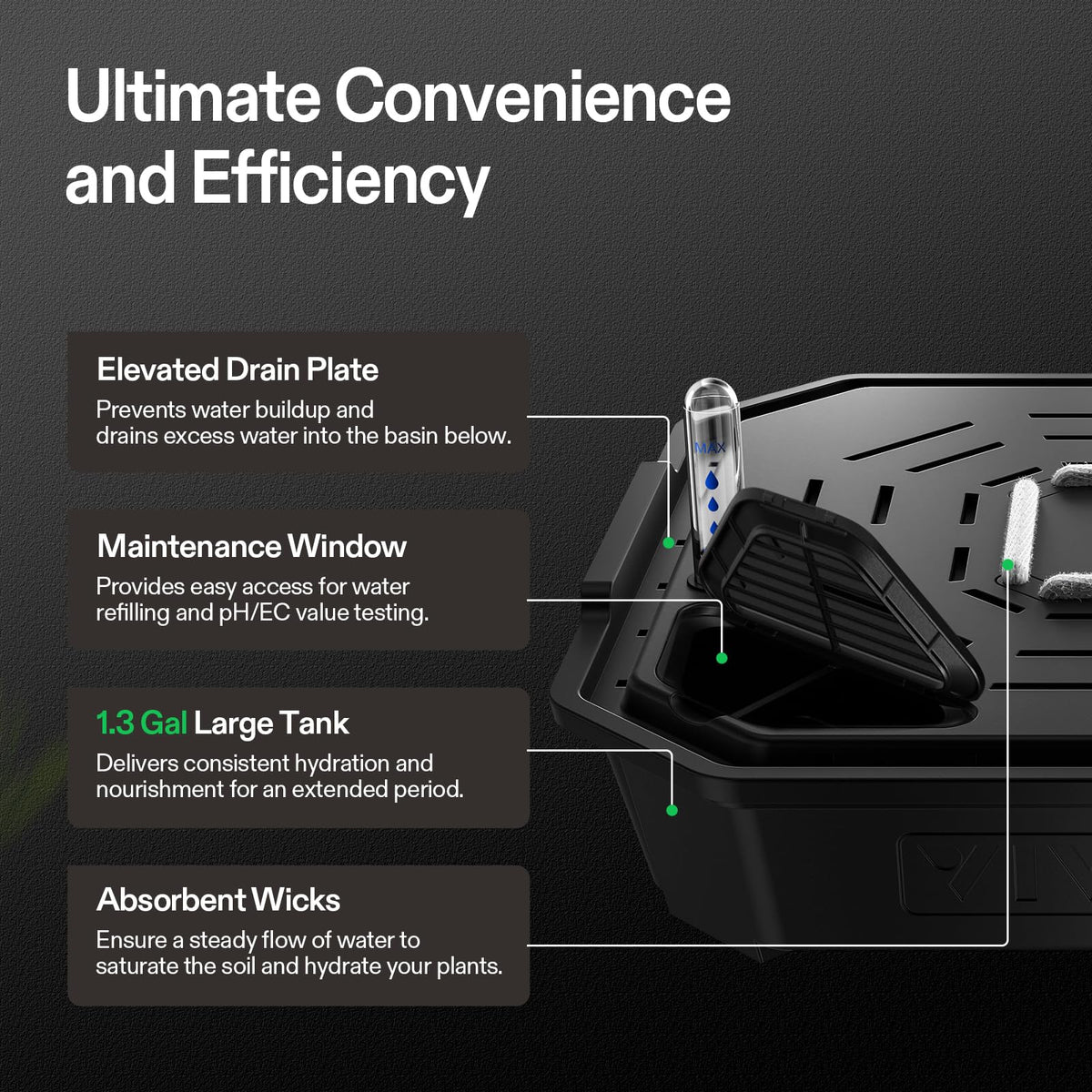 VIVOSUN maintenance window grid enables quick refills and checks