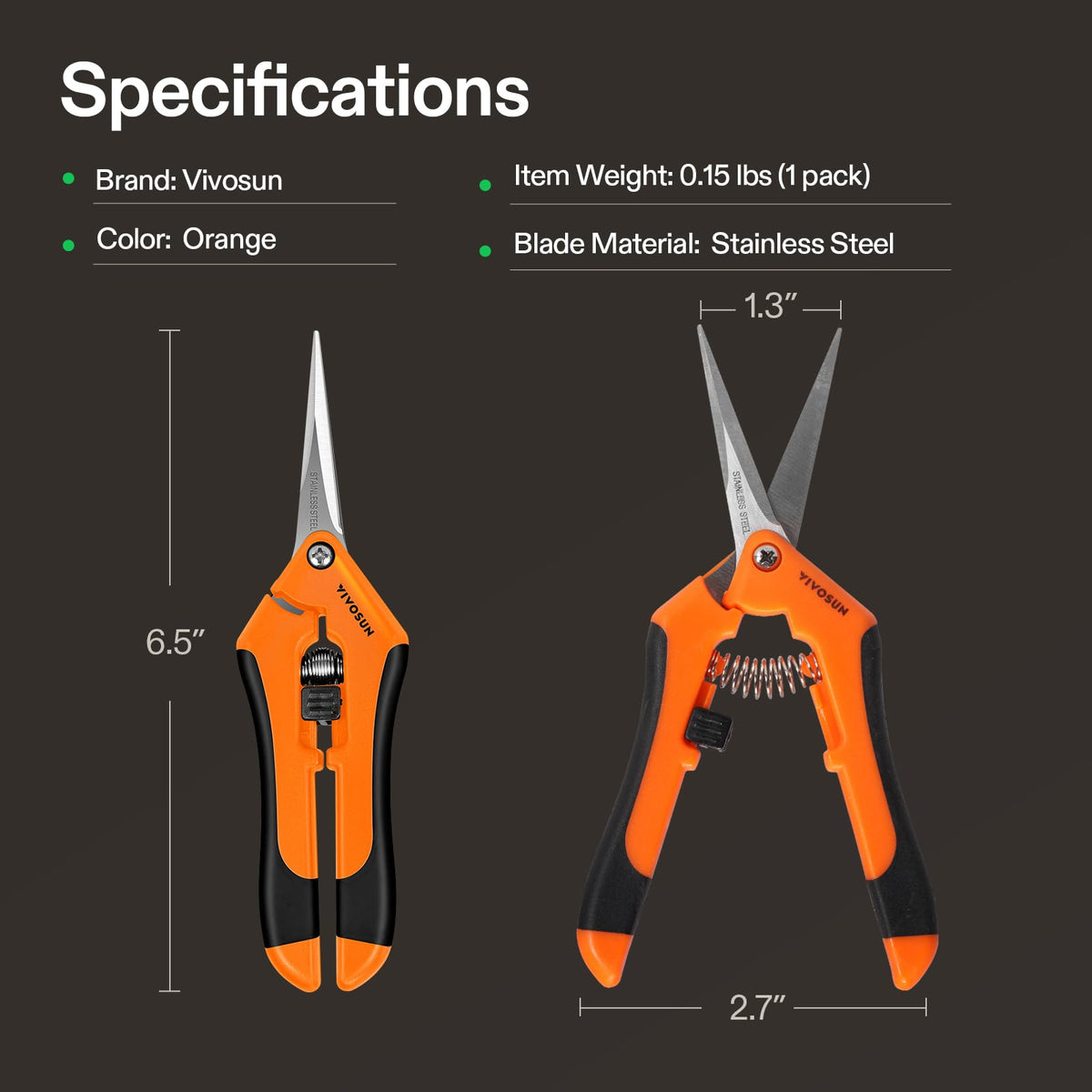 VIVOSUN micro-tip design helps snip between plants with minimal collateral.
