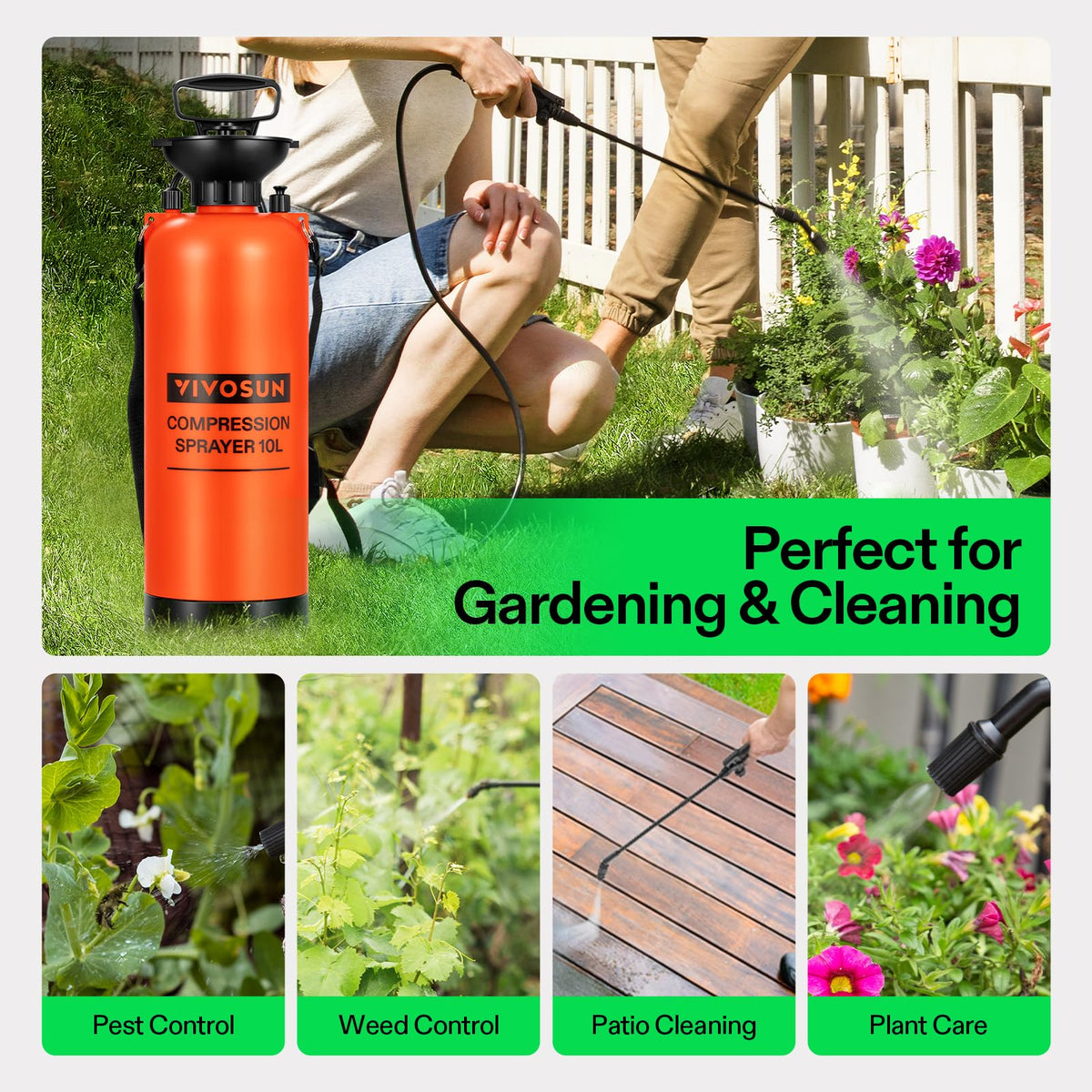 VIVOSUN multi-use sprayer supports garden care and household cleaning.