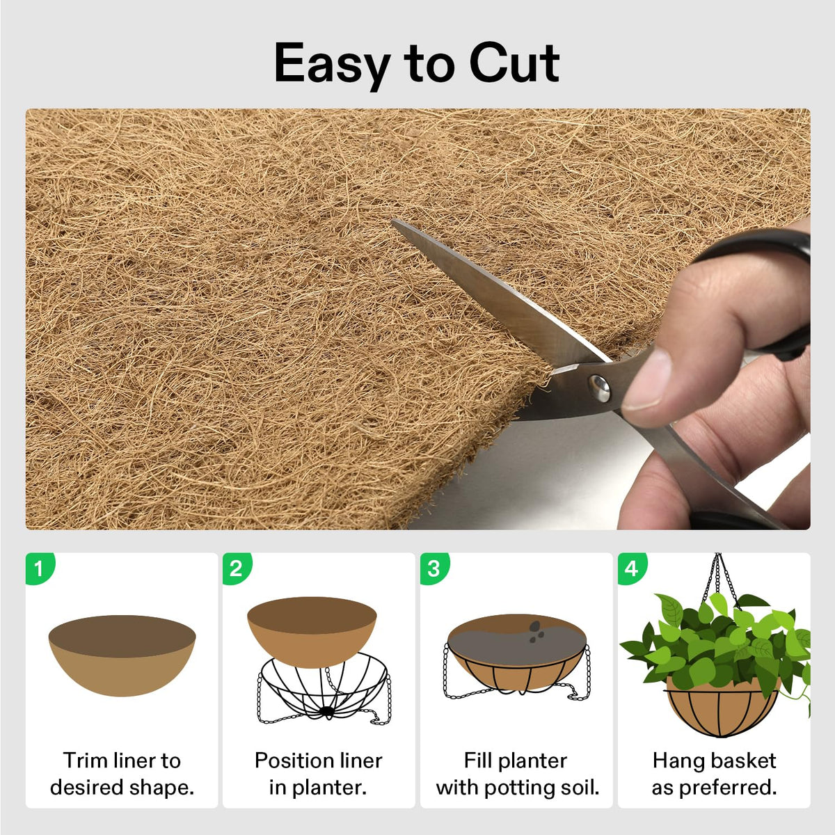 VIVOSUN multiuse coco liner for DIY projects like moss poles and germination pads