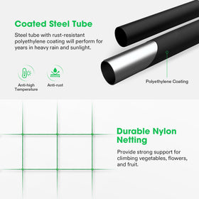VIVOSUN nylon netting on arch trellis supports vines while improving airflow