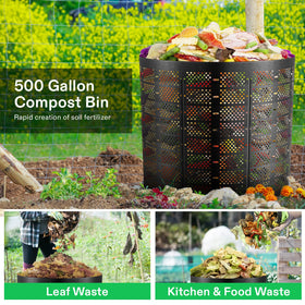 VIVOSUN outdoor compost bin made from durable HDPE withstands weather.