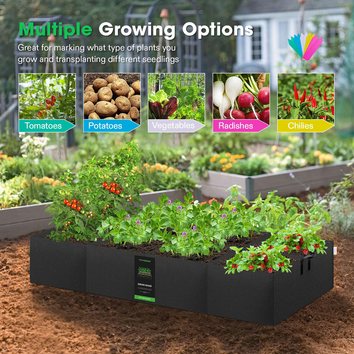 Permeable fabric provides drainage to prevent overwatering and support soil balance.