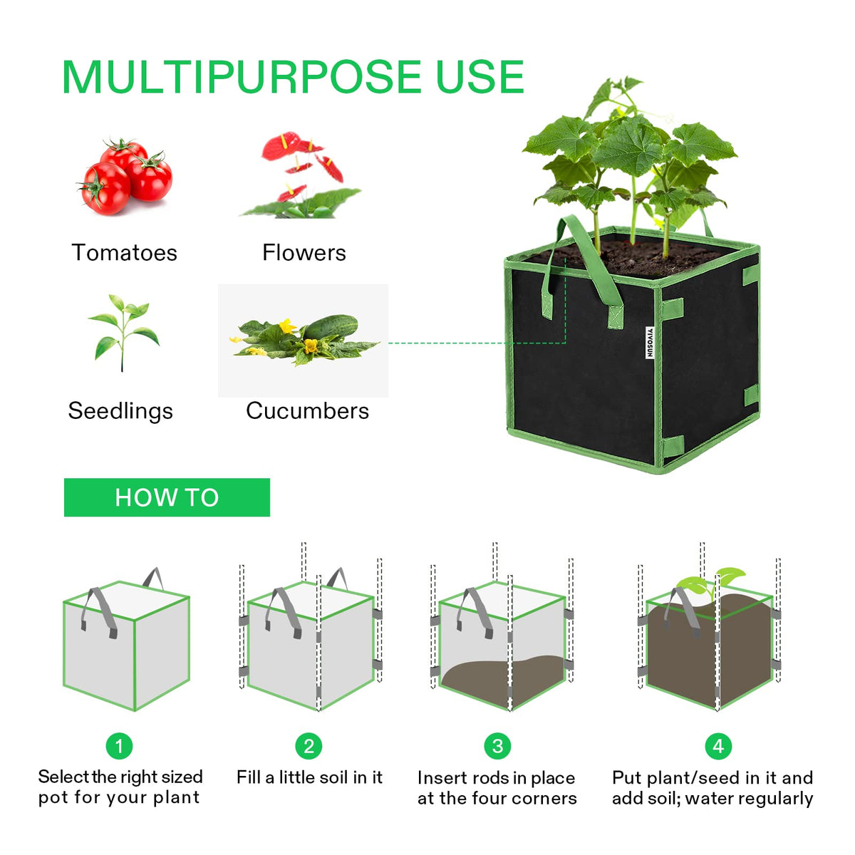 VIVOSUN permeable fabric delivering natural drainage to prevent soggy soil.