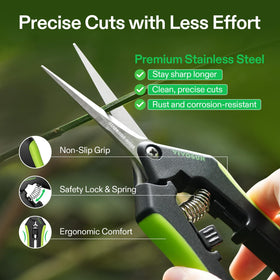 Stainless steel blades show sharp edge for trimming precision