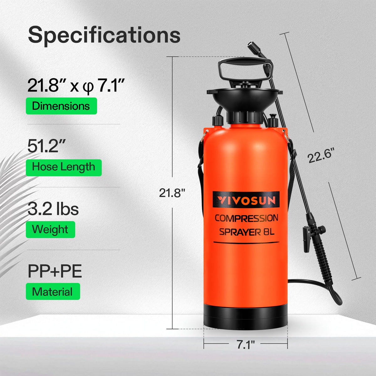 VIVOSUN pump sprayer 2 gallon with adjustable nozzle for precise patterns.