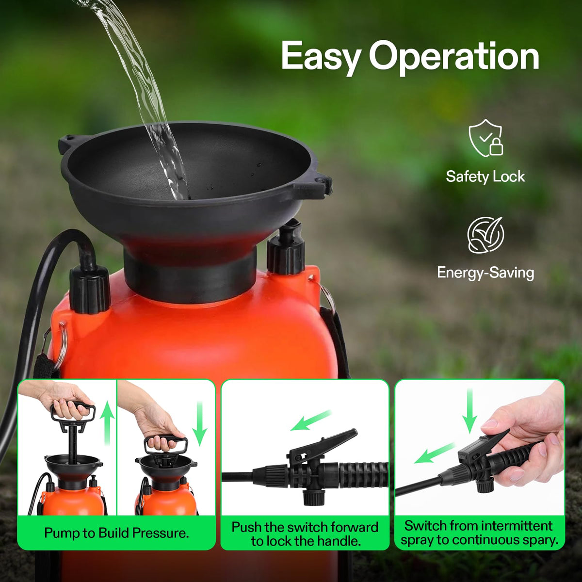 VIVOSUN pump sprayer 2 gallon adjustable shoulder strap for comfortable carrying.
