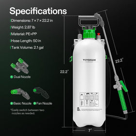 Durable base of the VIVOSUN sprayer adds stability during outdoor use.